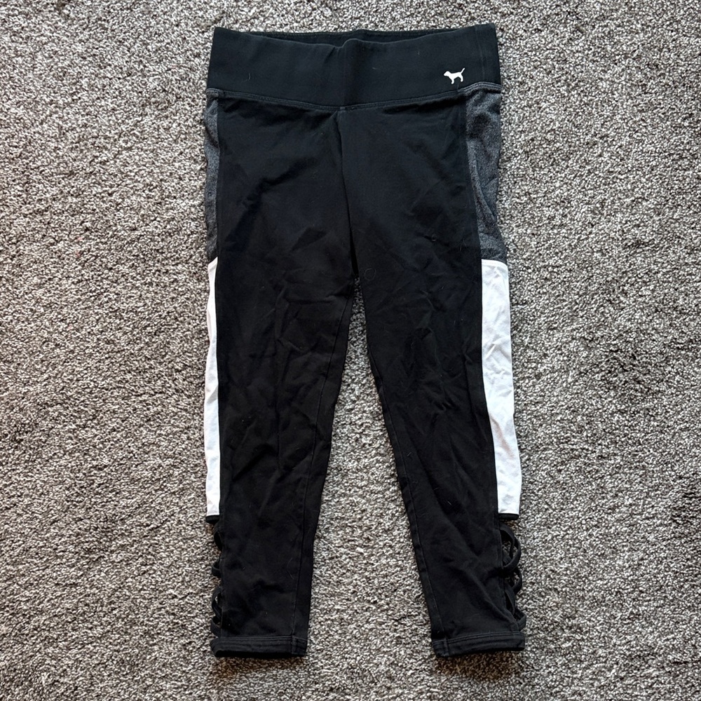 Victoria's Secret Black Leggings with White Accents
